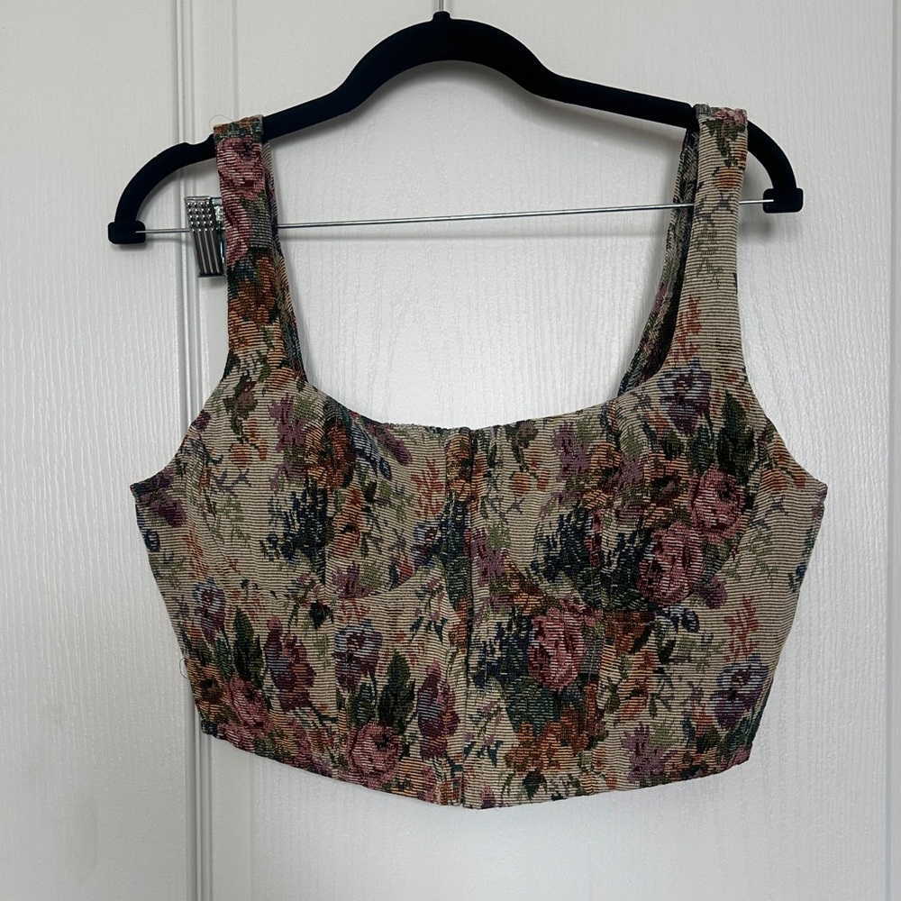 Wild Fable Floral Crop Top - Pink and Green
